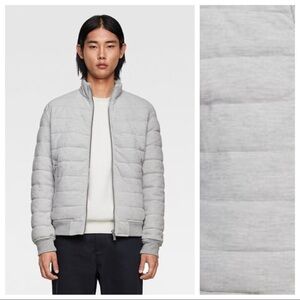 NWOT. Zara Gray Pique Puffer Jacket. Size M.